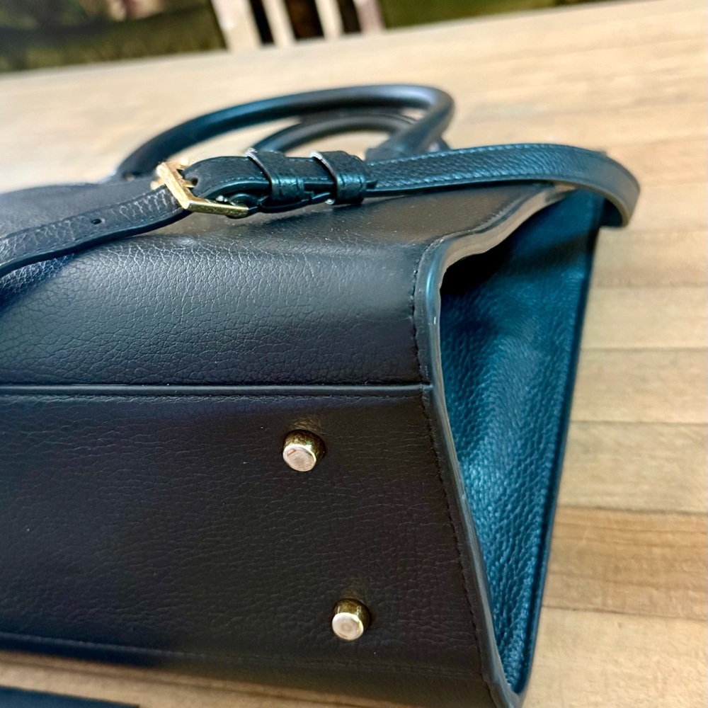 Versace Black Grained Calfskin Leather Virtus Satchel Top Handle Bag Tote Purse - Picture 12 of 15